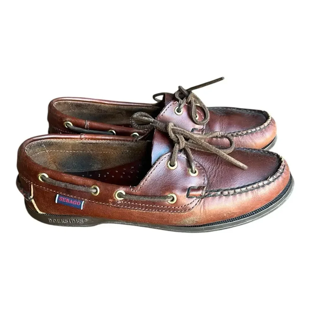 Sebago Schooner Brown Oiled Waxy Deck Shoes Women’s Size 7 Preppy Outdoor